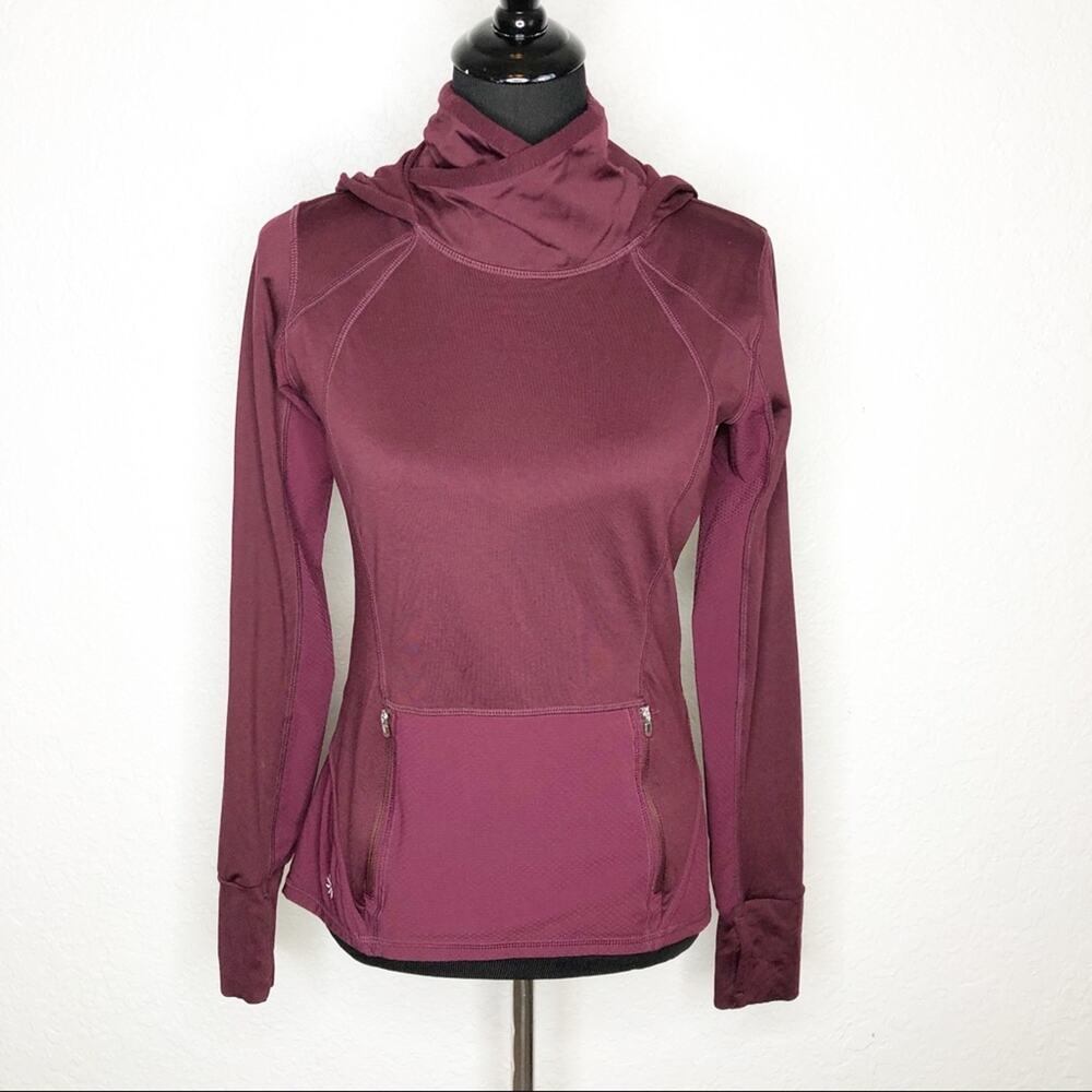 Athleta‎ maroon hooded pullover athletic top size XS